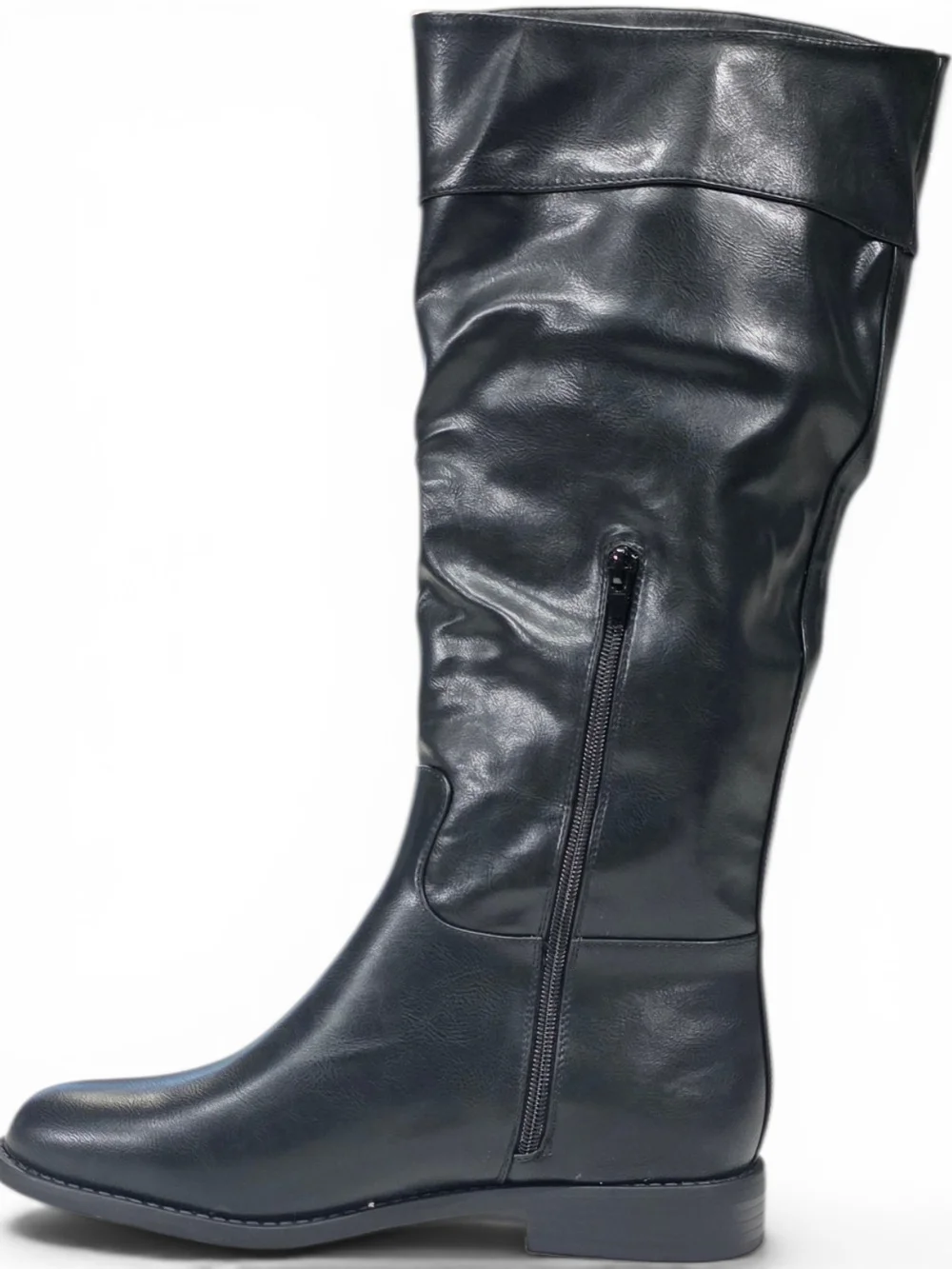Black Tall Flat Riding Vegan Leather Boots. Free Shipping!!!